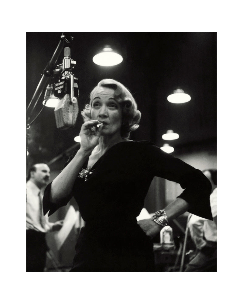 Marlene Dietrich smoking a cigarette at Columbia Records, 1952 — Limited  Edition Print