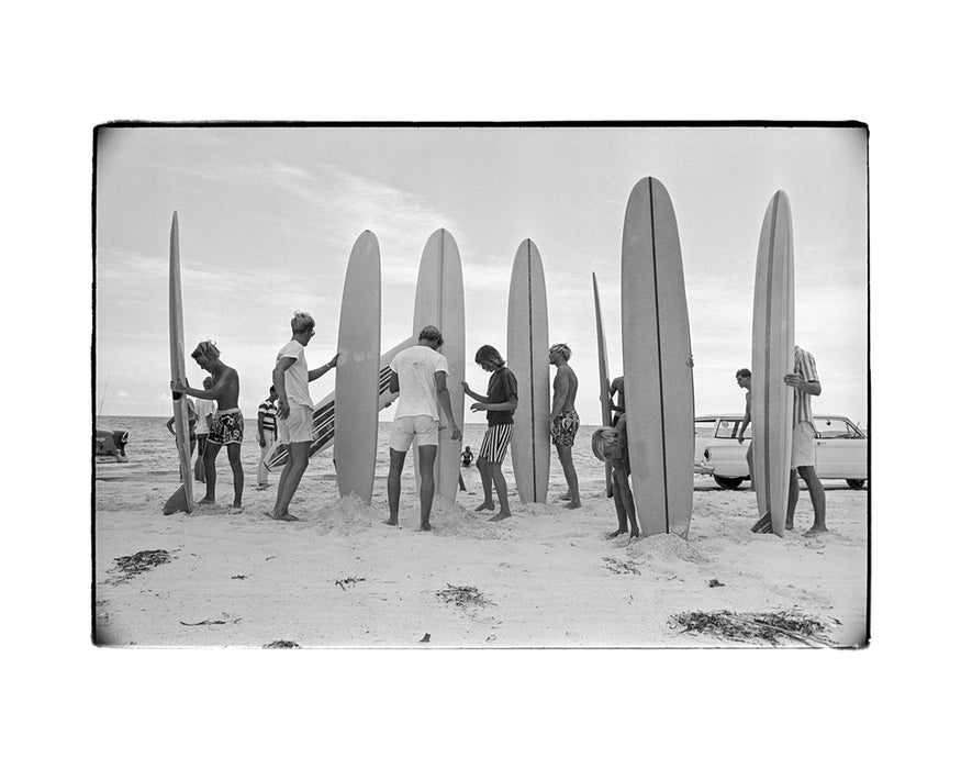Surfers with boards on the beach, Florida, 1964 — Limited Edition Print
