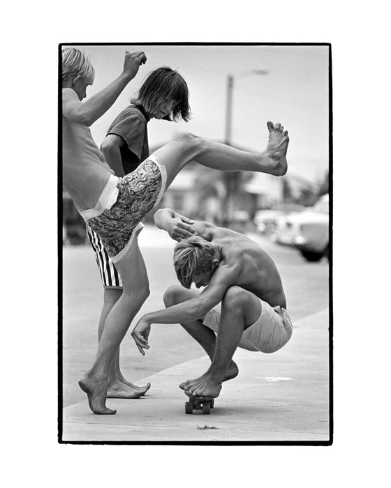 Teenagers sidewalk surfing in St. Petersburg, Florida, 1969 — Limited Edition Print
