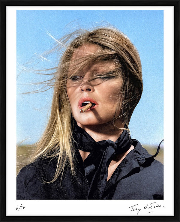 Brigitte Bardot smoking on set, 1971 — Limited Edition Print, framed - Terry O'Neill