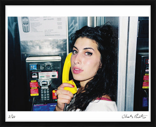Amy Winehouse in a Phonebooth, 2003 — Limited Edition Print, framed - Charles Moriarty