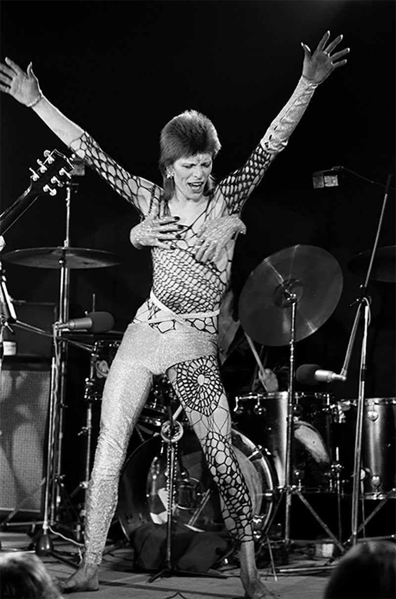 David Bowie performing as Ziggy Stardust at the Marquee Club in London, 19 October 1973 by Terry O'Neill – Limited Edition Print.