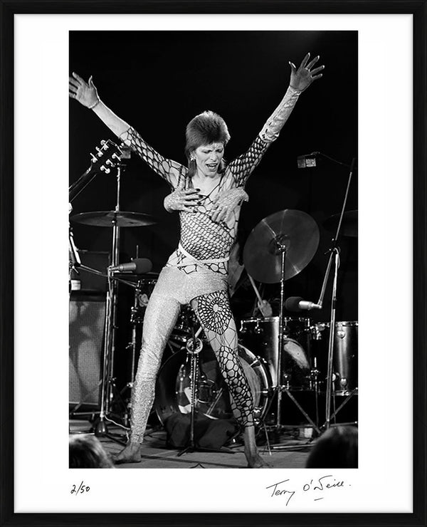 David Bowie performing as Ziggy Stardust at the Marquee Club — Limited Edition Print, framed - Terry O'Neill