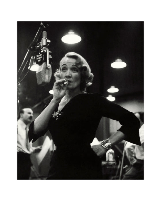 Marlene Dietrich smoking a cigarette at Columbia Records, 1952 — Limited Edition Print