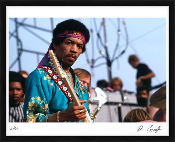 Jimi Hendrix at Newport Pop Festival, 1969 — Limited Edition Print, framed - Ed Caraeff