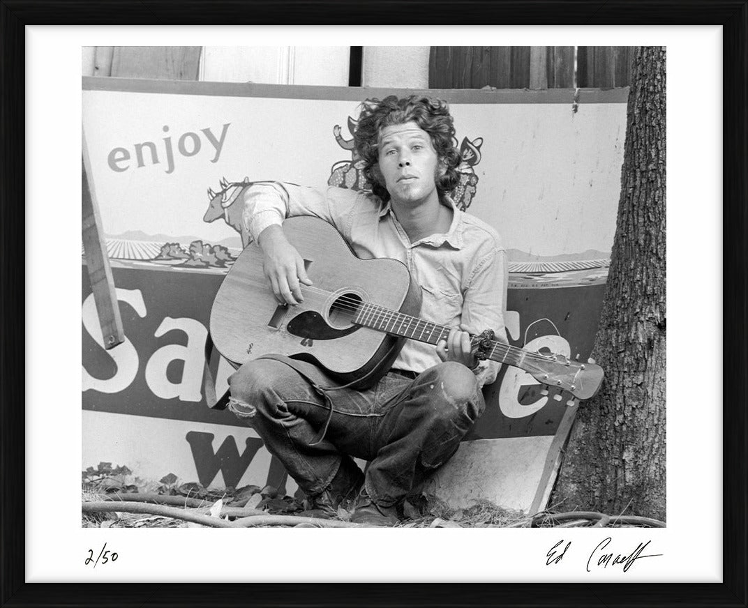 Tom Waits with his guitar, 1972 by Ed Caraeff – Limited Edition Print.