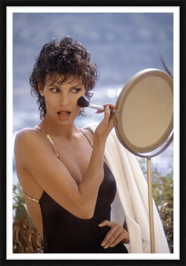 Raquel Welch in a swimsuit in Cannes, 1980s — Limited Edition Print, framed - Eva Sereny
