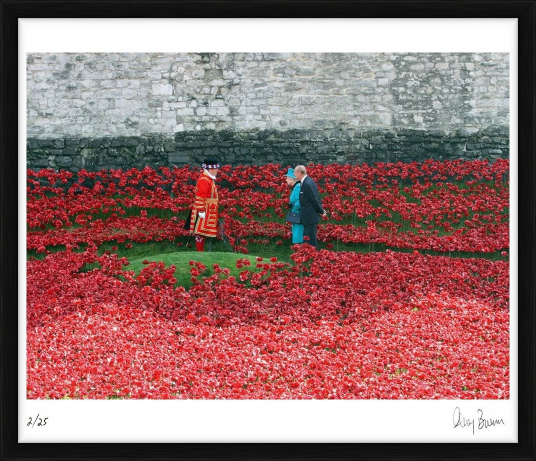 Queen Elizabeth II and Prince Philip, Duke of Edinburgh, Tower of London, 2014 by Greg Brennan – Limited Edition Print.