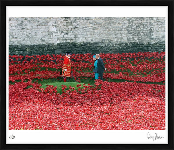 Queen Elizabeth II and Prince Philip, Duke of Edinburgh, Tower of London, 2014 — Limited Edition Print, framed - Greg Brennan