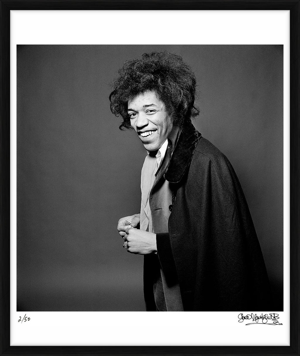 Jimi Hendrix smiling in a cape, 1967 - Limited Edition Print by Gered Mankowitz – Limited Edition Print.