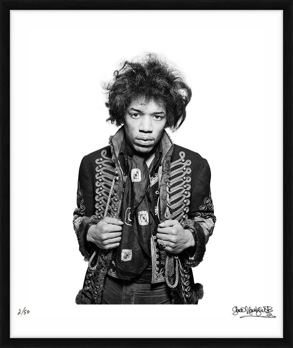 Jimi Hendrix looks directly at the camera, 1967 — Limited Edition Print, framed - Gered Mankowitz