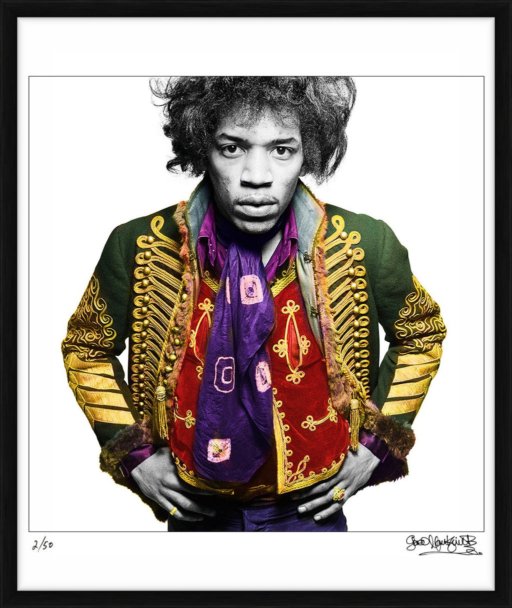 Jimi Hendrix with hands on hips (colourised), 1967 - Signed Edition by Gered Mankowitz – Limited Edition Print.