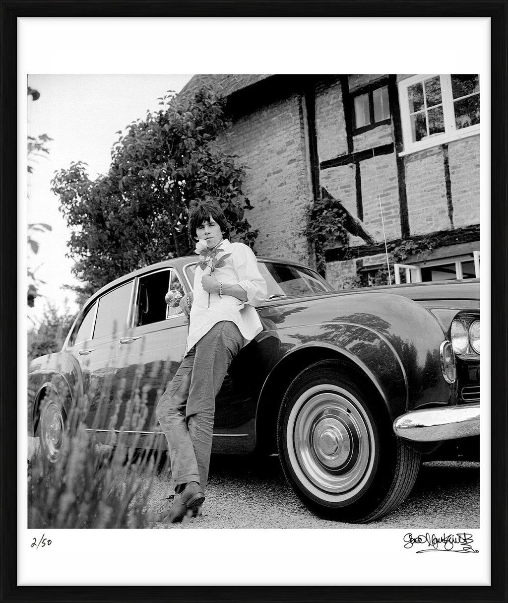 Keith Richards next to Blue Lena, 1966 - Limited Edition Print by Gered Mankowitz – Limited Edition Print.