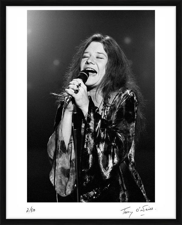 Janis Joplin singing on This is Tom Jones, 1969 — Limited Edition Print, framed - Terry O'Neill