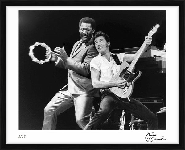 Bruce Springsteen and Clarence Clemons at Richfield Coliseum, 1974 — Limited Edition Print, framed - Janet Macoska