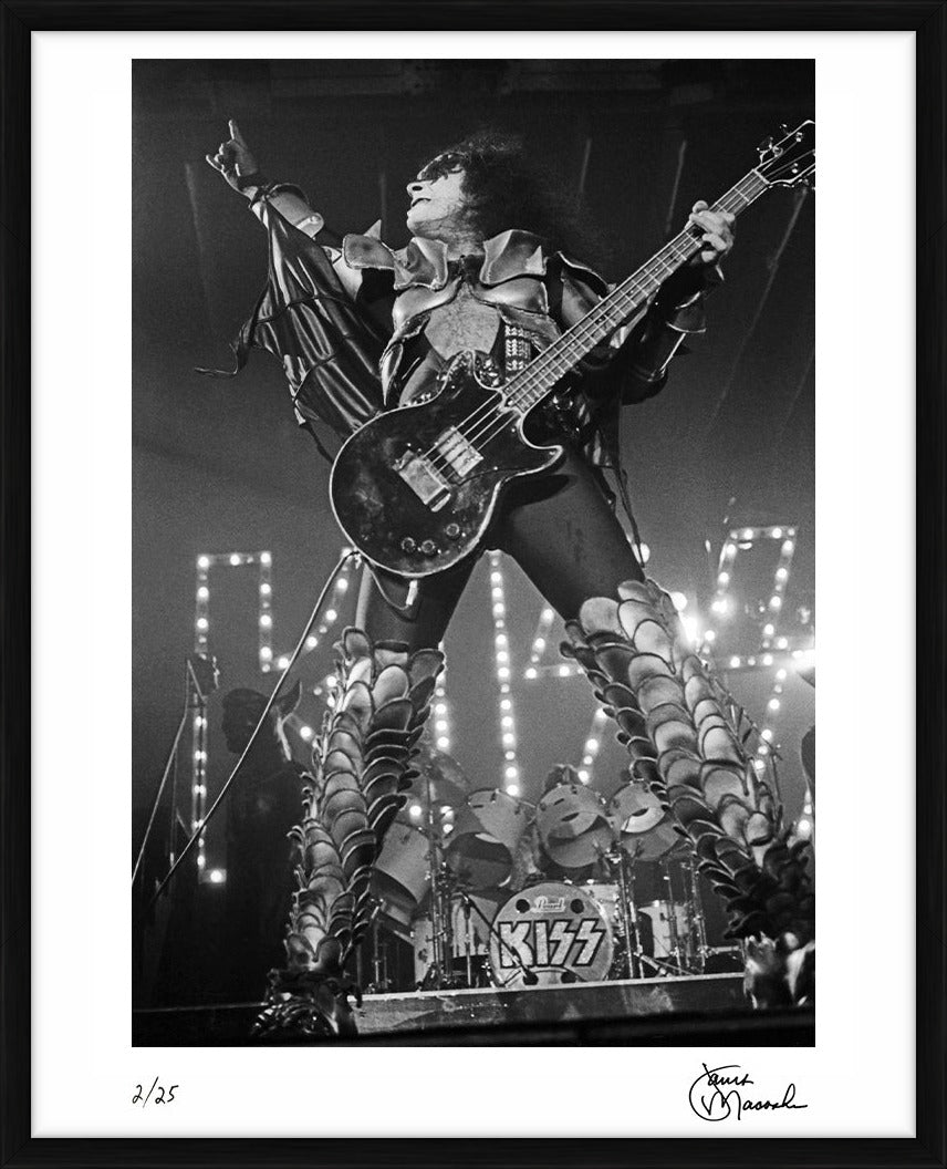 Gene Simmons performing in Cleveland, 1979 - Limited Edition Print by Janet Macoska – Limited Edition Print.