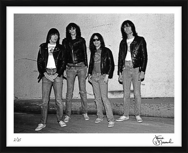 Ramones outside of the Cleveland Music Hall, 1977 — Limited Edition Print, framed - Janet Macoska