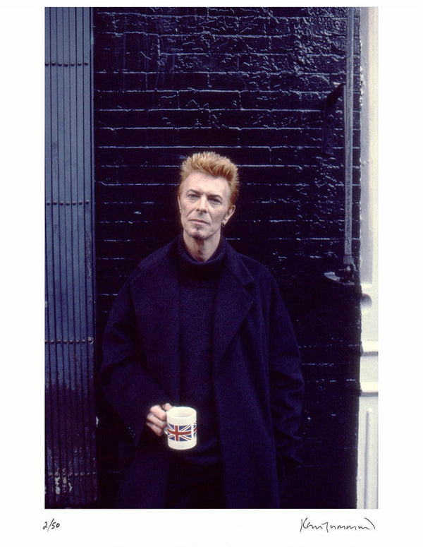David Bowie in New York City, in front of Tea and Sympathy, 1997 — Signed Limited Edition Print - Kevin Cummins