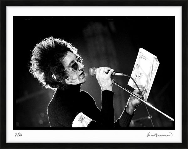 John Cooper-Clarke at Elizabethan Hall, 1977 — Limited Edition Print, framed - Kevin Cummins
