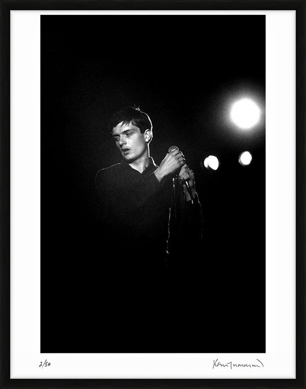 Ian Curtis at Leigh Festival, 1979 — Limited Edition Print, framed - Kevin Cummins