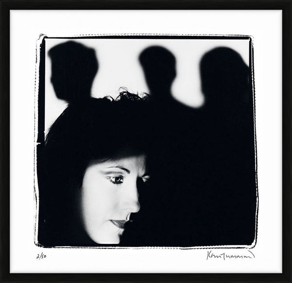 Gillian Gilbert with the band in shadow, 1985 — Limited Edition Print, framed - Kevin Cummins