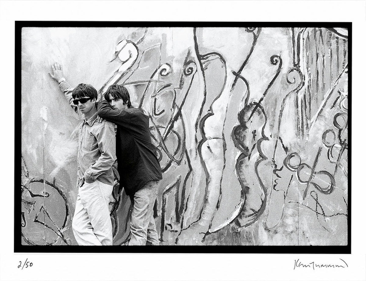 Noel Gallagher and Liam Gallagher of Oasis, photographed together, 1994 by Kevin Cummins – Limited Edition Print.