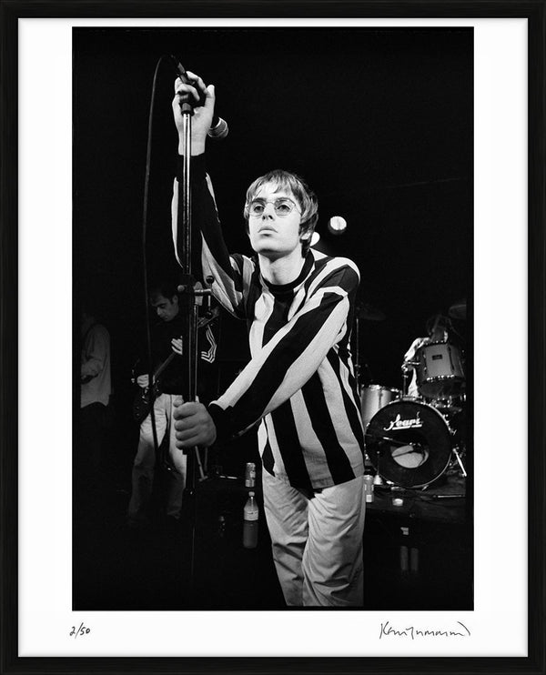 Liam Gallagher of Oasis, Portsmouth, 1994 — Limited Edition Print, framed - Kevin Cummins