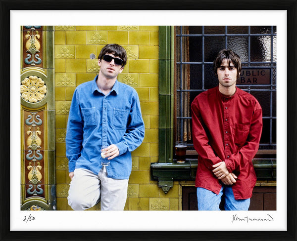Liam and Noel Gallagher of Oasis, Manchester, 1994 — Limited Edition Print, framed - Kevin Cummins