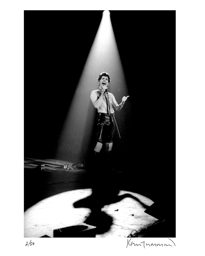 Freddie Mercury live at the Manchester Apollo, 1979 by Kevin Cummins – Limited Edition Print.