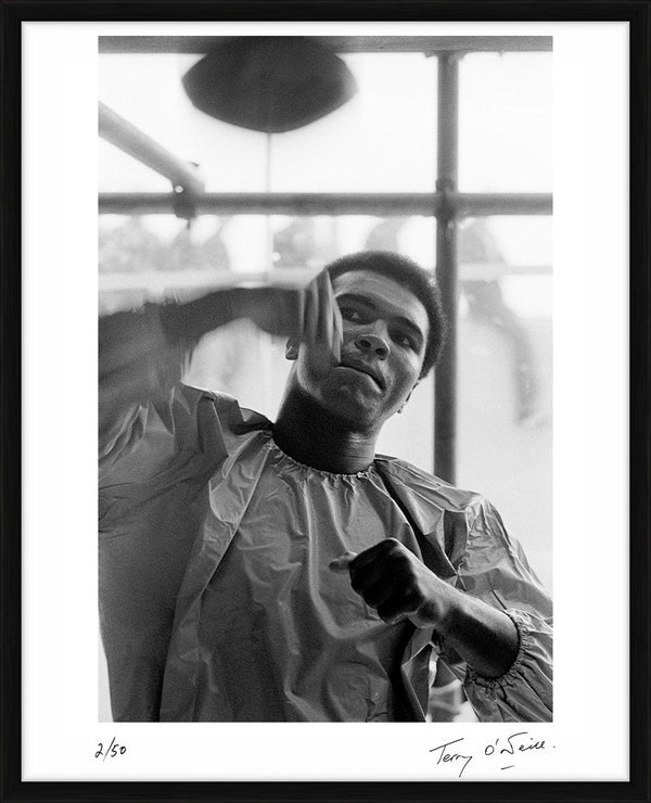 Muhammad Ali using the speedbag, 1972 — Limited Edition Print, framed - Terry O'Neill