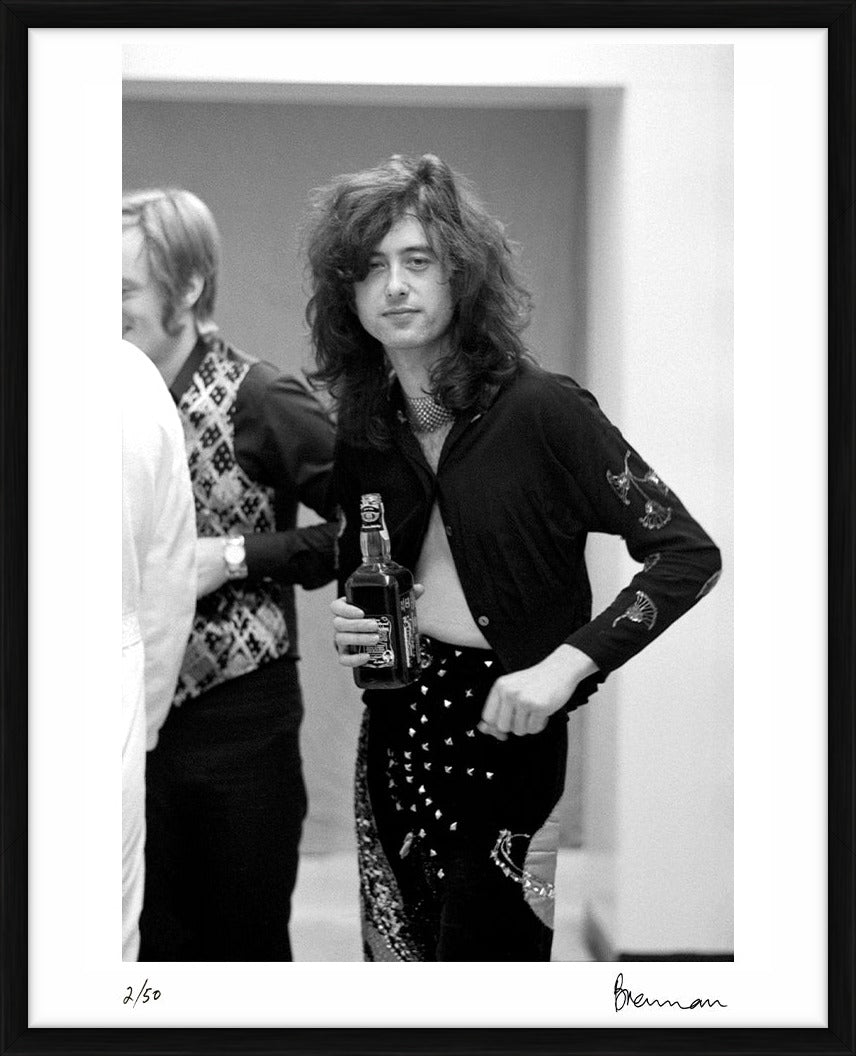 Jimmy Page backstage at Olympia Stadium, 1975 - Limited Edition Print by Michael Brennan – Limited Edition Print.