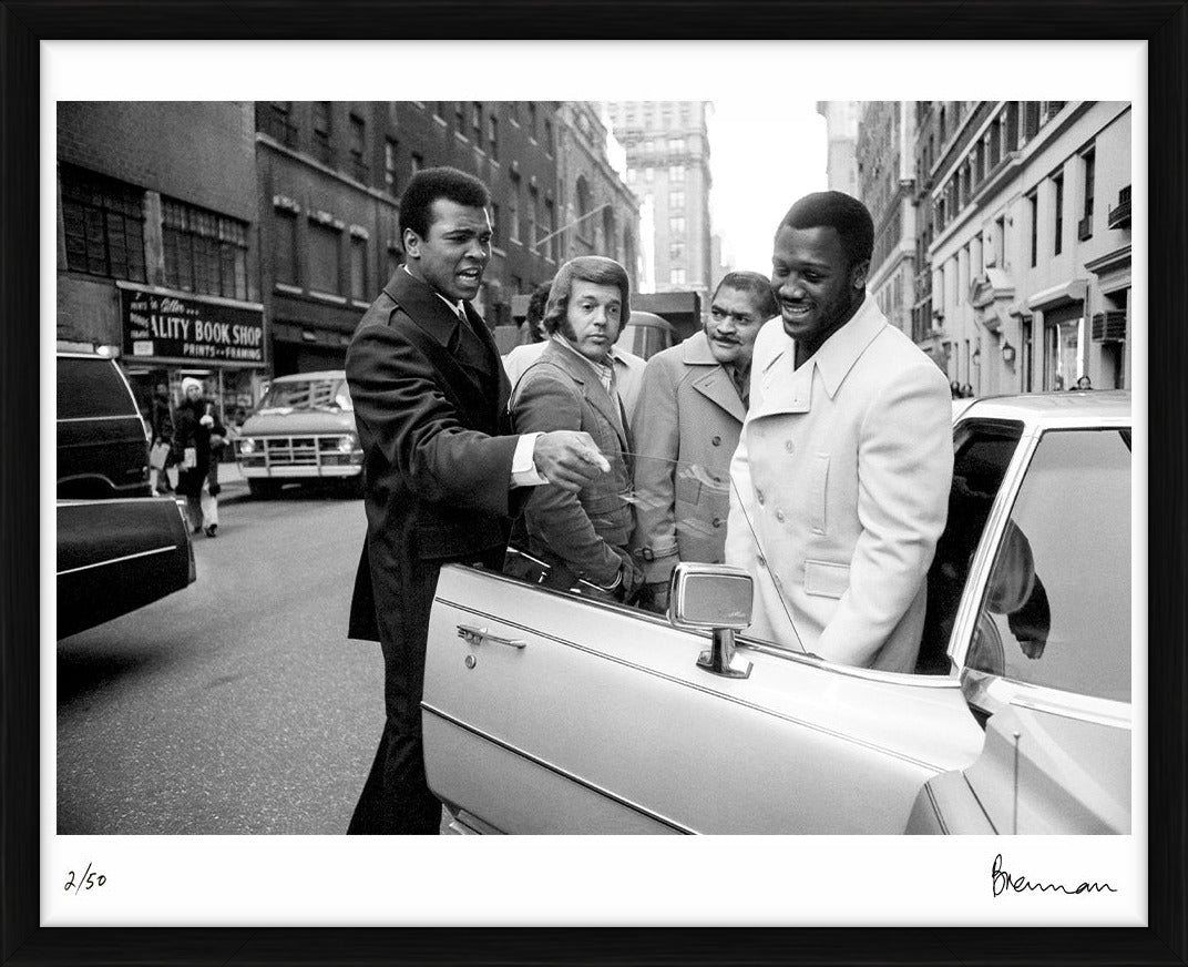 Muhammad Ali confronts Joe Frazier, 1974 by Michael Brennan – Limited Edition Print.