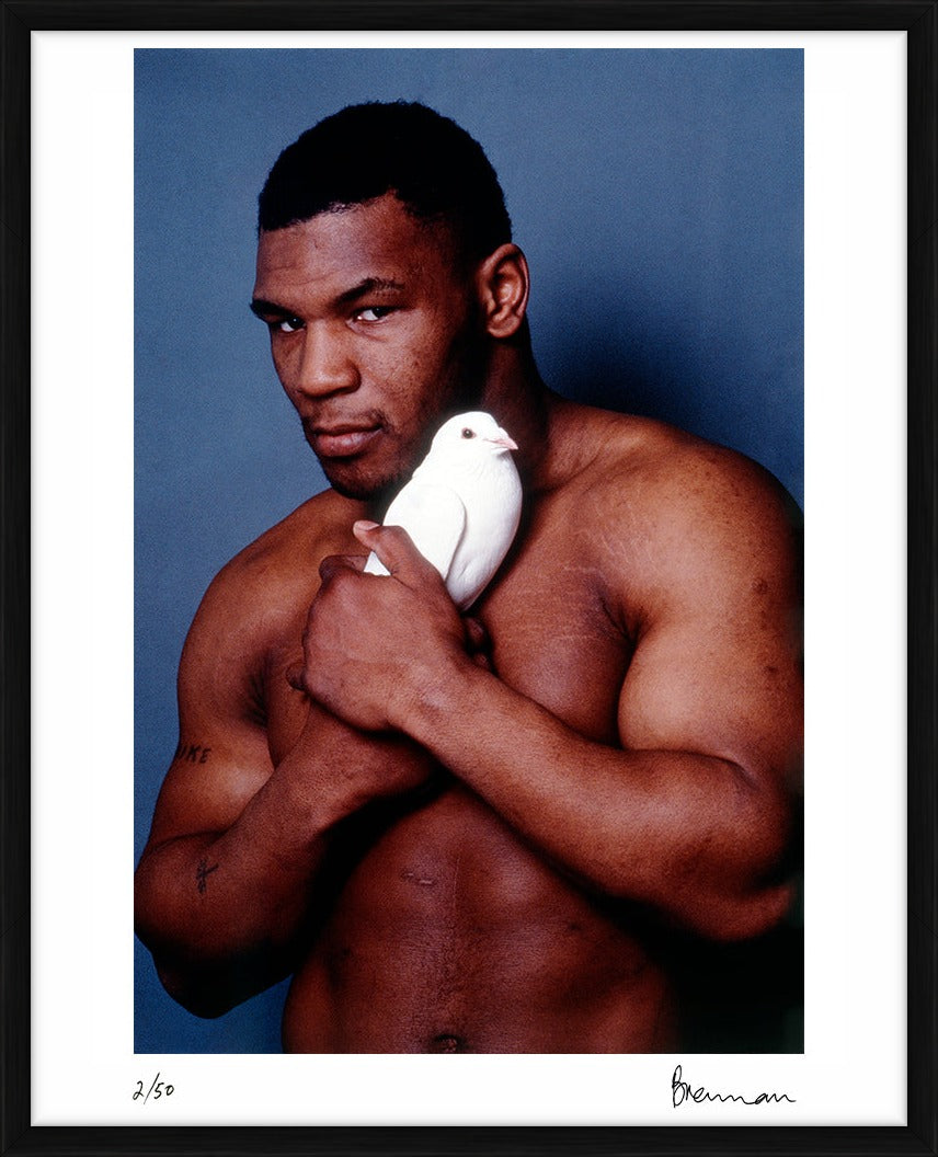 Mike Tyson with his tumbler pigeon, 1985 - Limited Edition Print by Michael Brennan – Limited Edition Print.