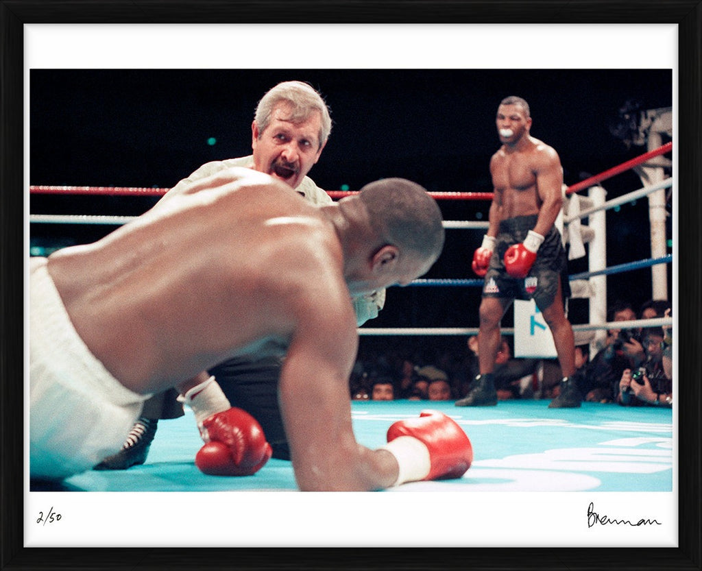 Buster Douglas knocked down by Mike Tyson, 1990 – Limited Edition Print by Michael Brennan – Limited Edition Print.