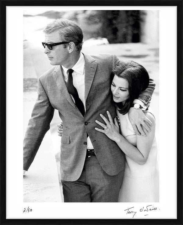Michael Caine & Giovanna Ralli filming Deadfall, 1968 — Limited Edition Print, framed - Terry O'Neill