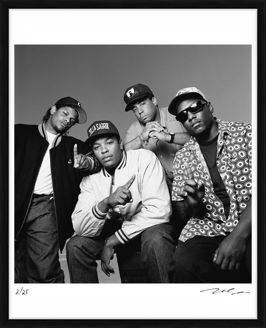 N.W.A. outside their office in Los Angeles, 1991 - Limited Edition Print by Michael Grecco – Limited Edition Print.