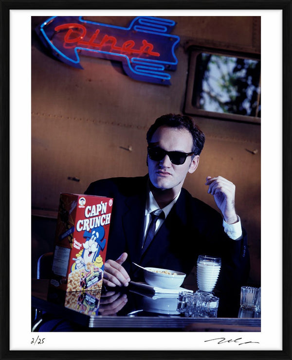 Quentin Tarantino at the Hollywood Grill, 1995 — Limited Edition Print, framed - Michael Grecco