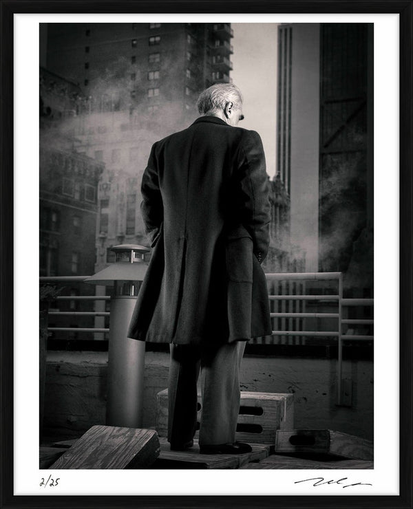 Martin Scorsese poses on the roof, 2006 — Limited Edition Print, framed - Michael Grecco
