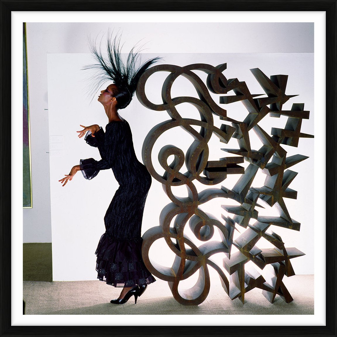 Iman posing with Lucas Samaras’ sculpture, 1982 by Norman Parkinson – Limited Edition Print.