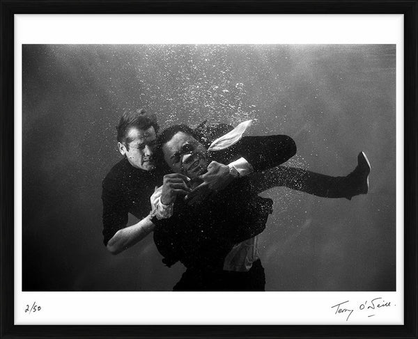 Roger Moore as James Bond underwater, 1973 — Limited Edition Print, framed - Terry O'Neill
