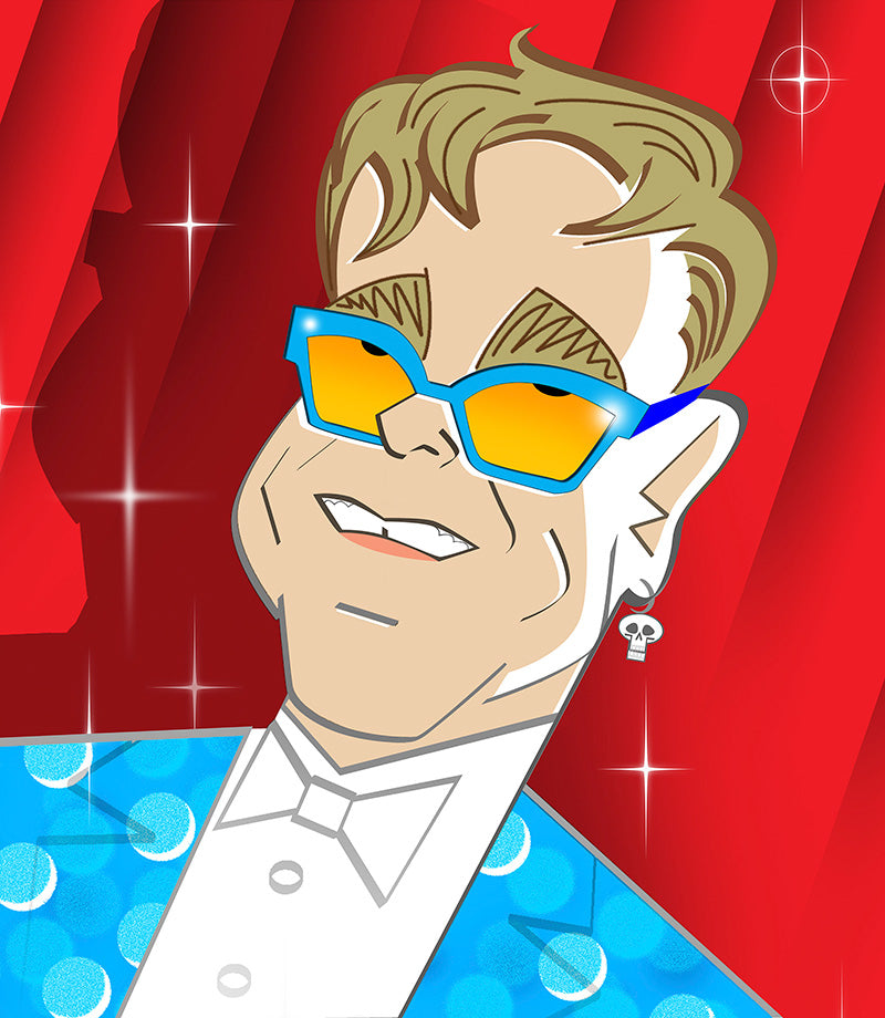 Elton John by illustrator Robert Risko, unpublished, 2019 — Limited Edition Print