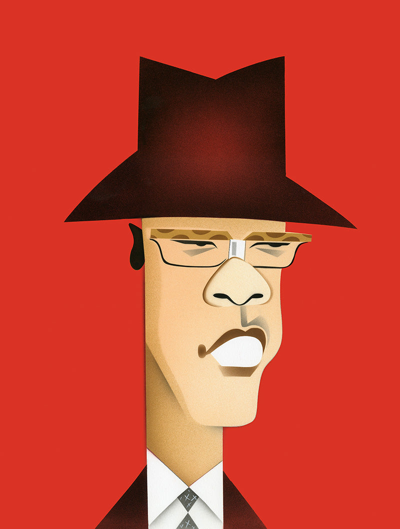 Malcolm X by illustrator Robert Risko, New Republic, 1992 — Limited Edition Print