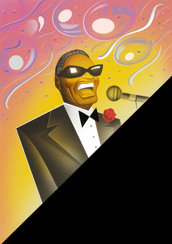 Ray Charles Risko caricature, 1996 – Limited Edition Print by Robert Risko – Limited Edition Print.