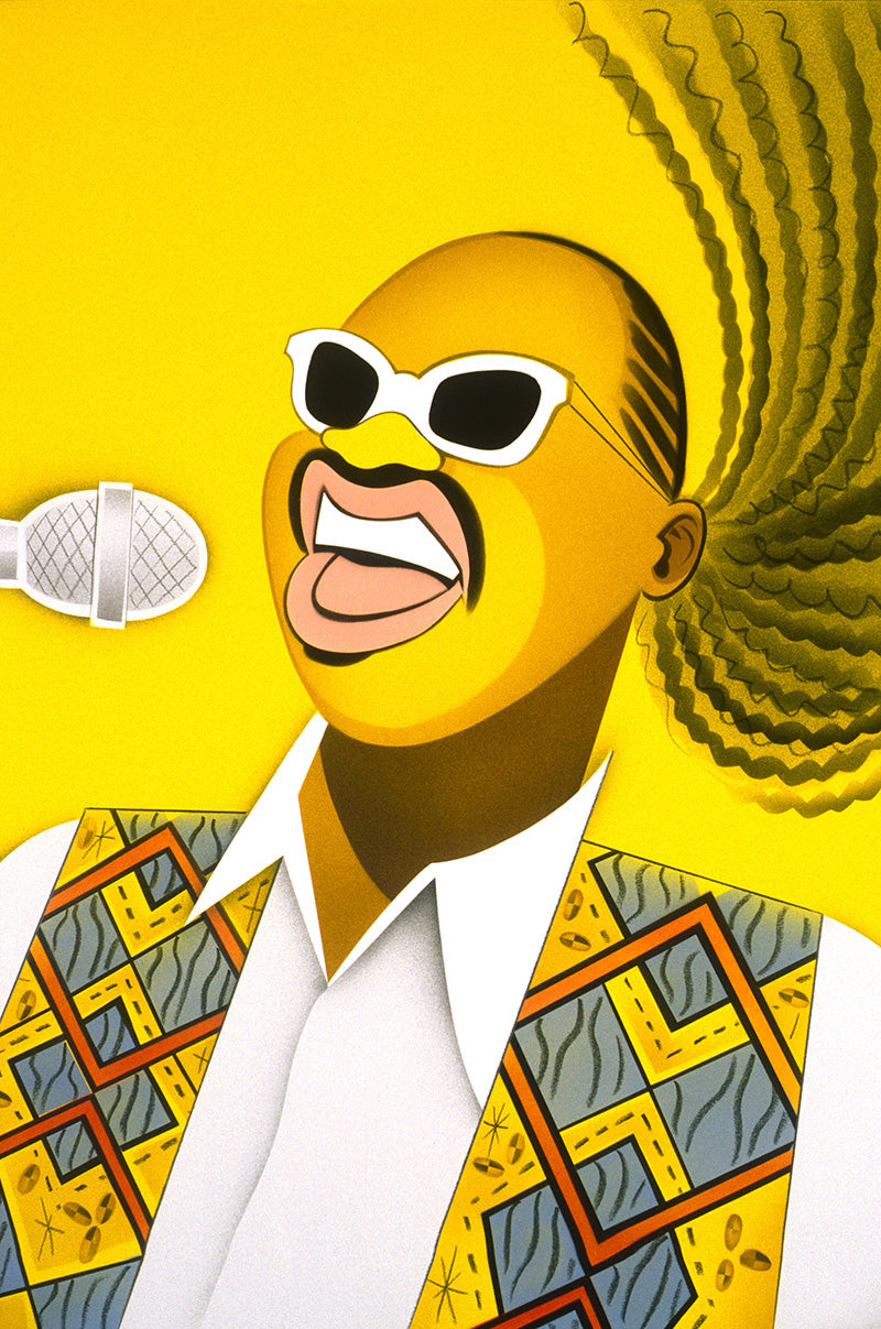 Stevie Wonder by illustrator Robert Risko, New Yorker, 1995 — Limited Edition Print