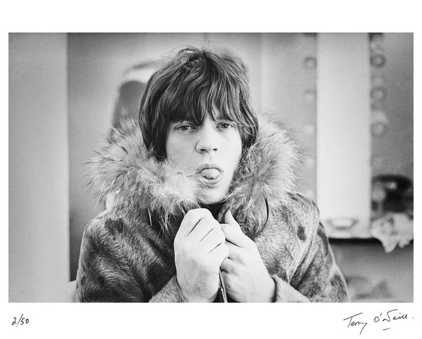 Mick Jagger poking his tongue out, 1964 — Signed Limited Edition Print - Terry O'Neill