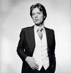 Rolling Stones singer Mick Jagger dressed in a pinstripe suit, 1976 - Limited Edition Print by Terry O'Neill – Limited Edition Print.