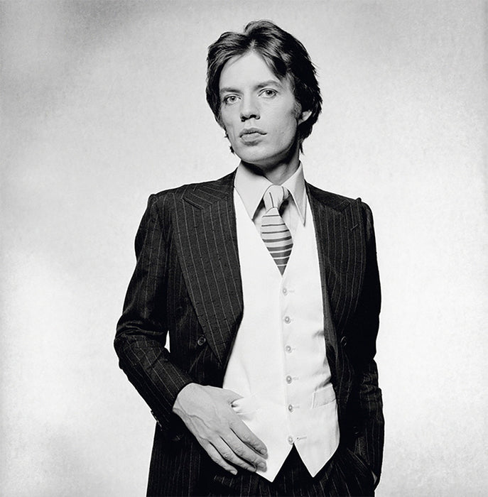 Rolling Stones singer Mick Jagger dressed in a pinstripe suit, 1976 — Limited Edition Print