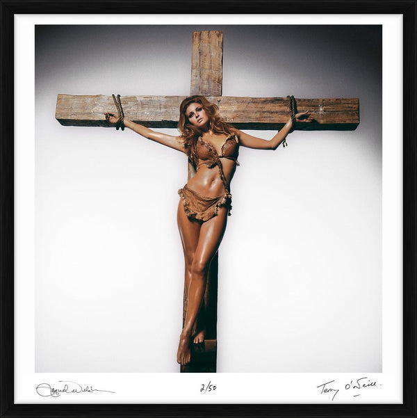 Raquel Welch crucifixion (colourised) — Co-Signed Edition Print, framed - Terry O'Neill