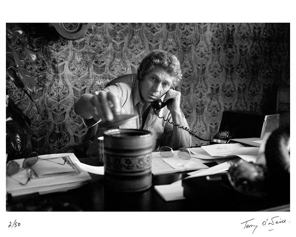 Steve McQueen in his Hollywood office, 1969 — Signed Limited Edition Print - Terry O'Neill