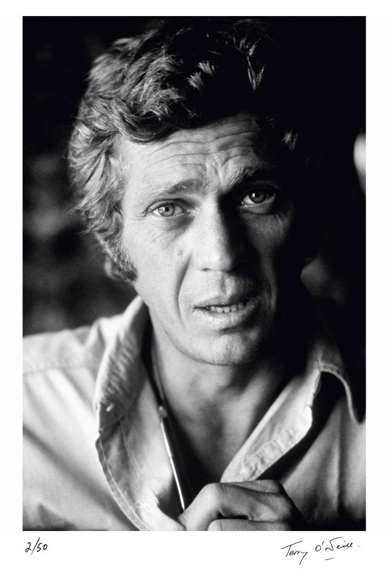 American actor Steve McQueen in his Hollywood office, 1969 by Terry O'Neill – Limited Edition Print.
